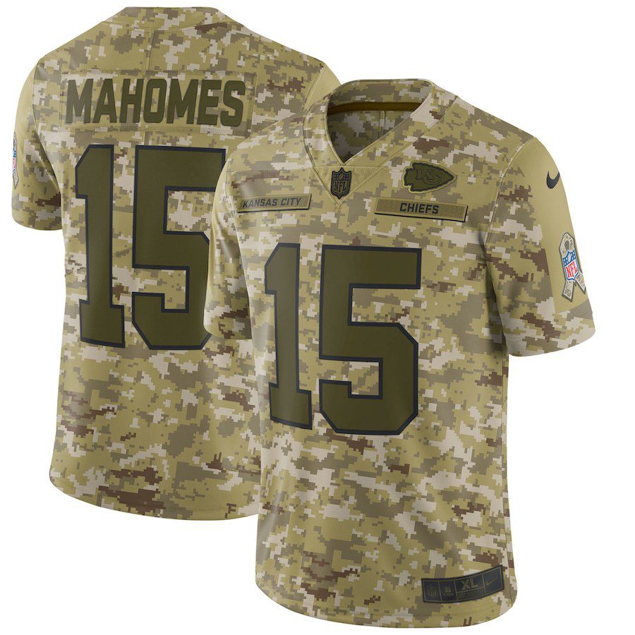 Men Kansas City Chiefs #15 Mahomes Nike Camo Salute to Service Retired Player Limited NFL Jerseys